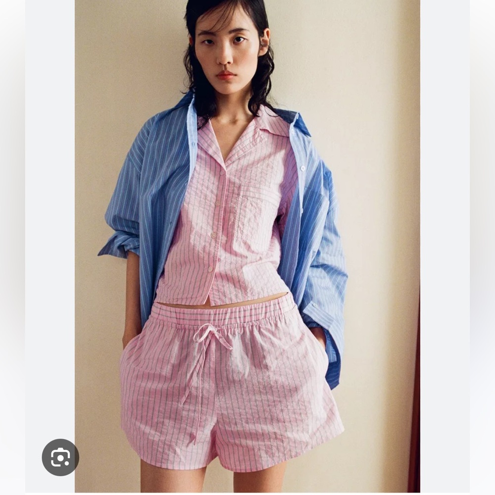 ZARA Striped Pink Boxer Shorts Women’s Size Medium BRAND NEW - Picture 3 of 9